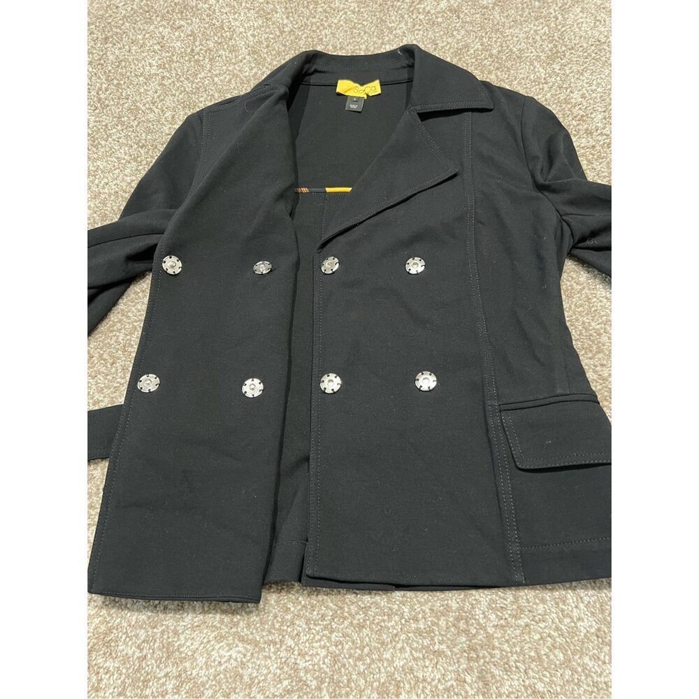 St John Soca women black jacket belted snap size S - Picture 8 of 12